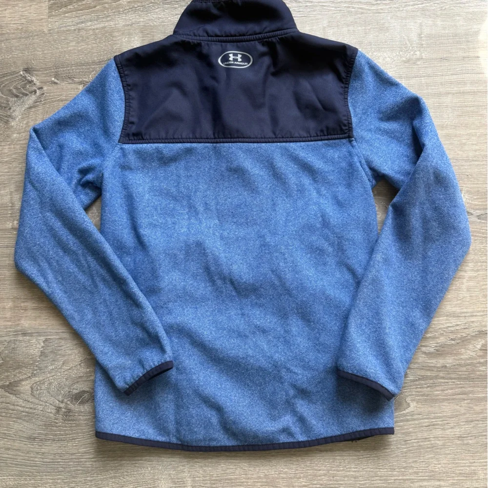 Under Armour UA Boys Size M 9/10 Heathered Blue Performance Pullover Sweatshirt - Picture 3 of 7